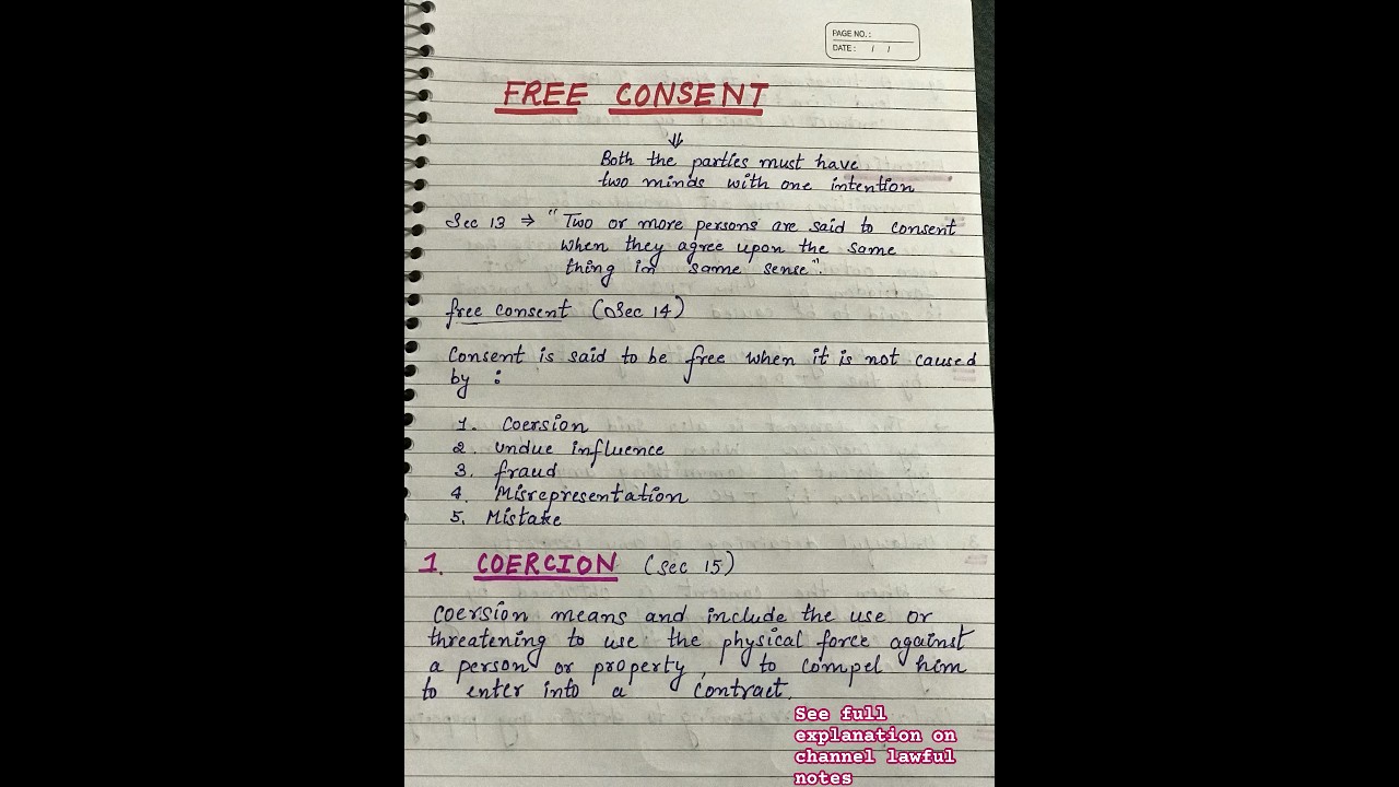 Free Consent in Indian Contract Act 1872 📝