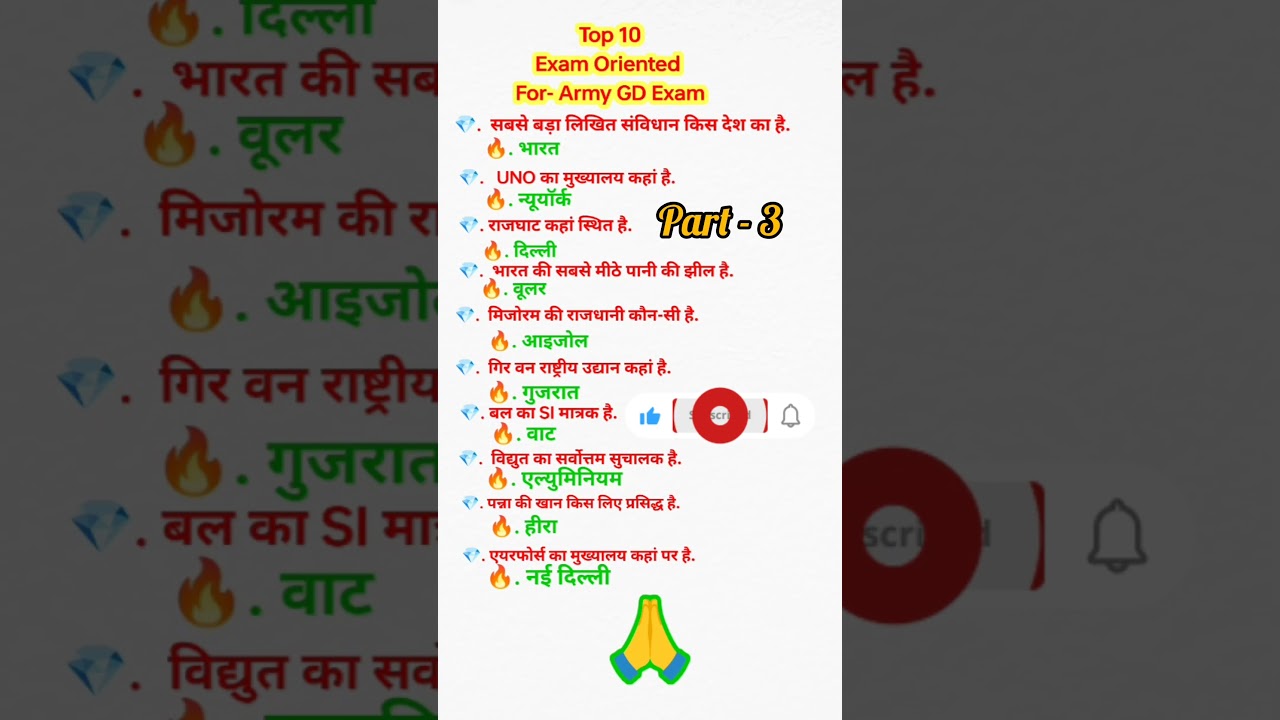 Indian Army GD 2025 GK-GS Questions | सुनिश्चित चयन🔥