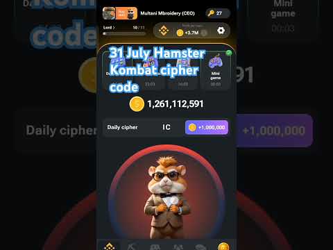 31st HAMSTER KOMBAT CIPHER CODE #ciphercode #gaming #hamsterkombat #cryptography #subscribe #like