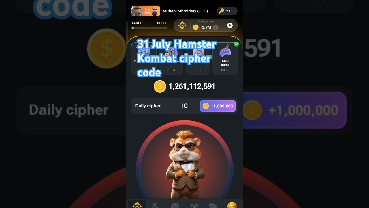 Unlock the 31st Hamster Kombat Cipher Code! 🔓 | Gaming & Cryptography Tips