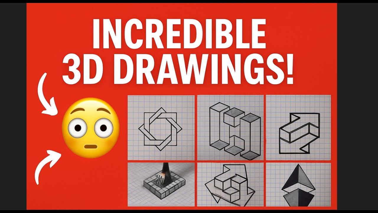 Amazing 3D Graph Paper Drawings & Illusions ✏️