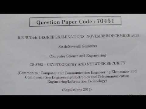 CNS Previous year question paper Reg 2017 in Anna university