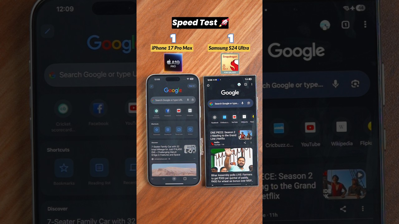 iPhone 17 Pro Max vs Samsung Galaxy S24 Ultra Speed Test Comparison