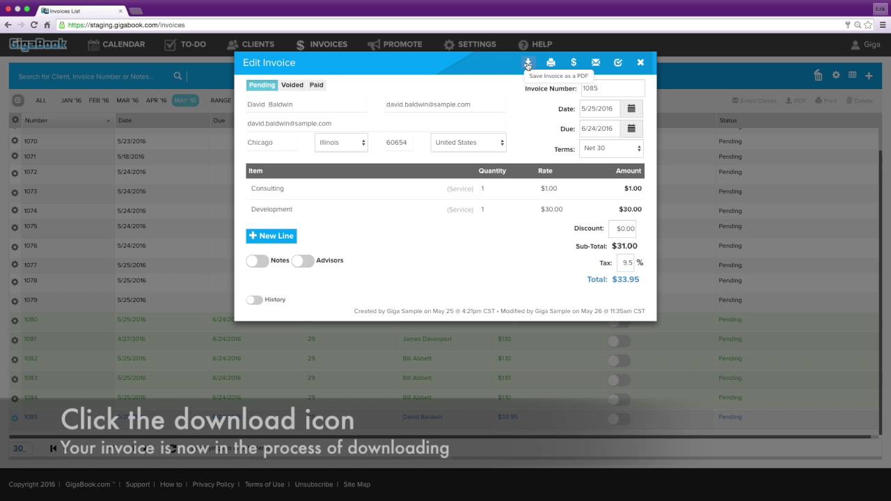 Export Invoice PDF in GigaBook 📄
