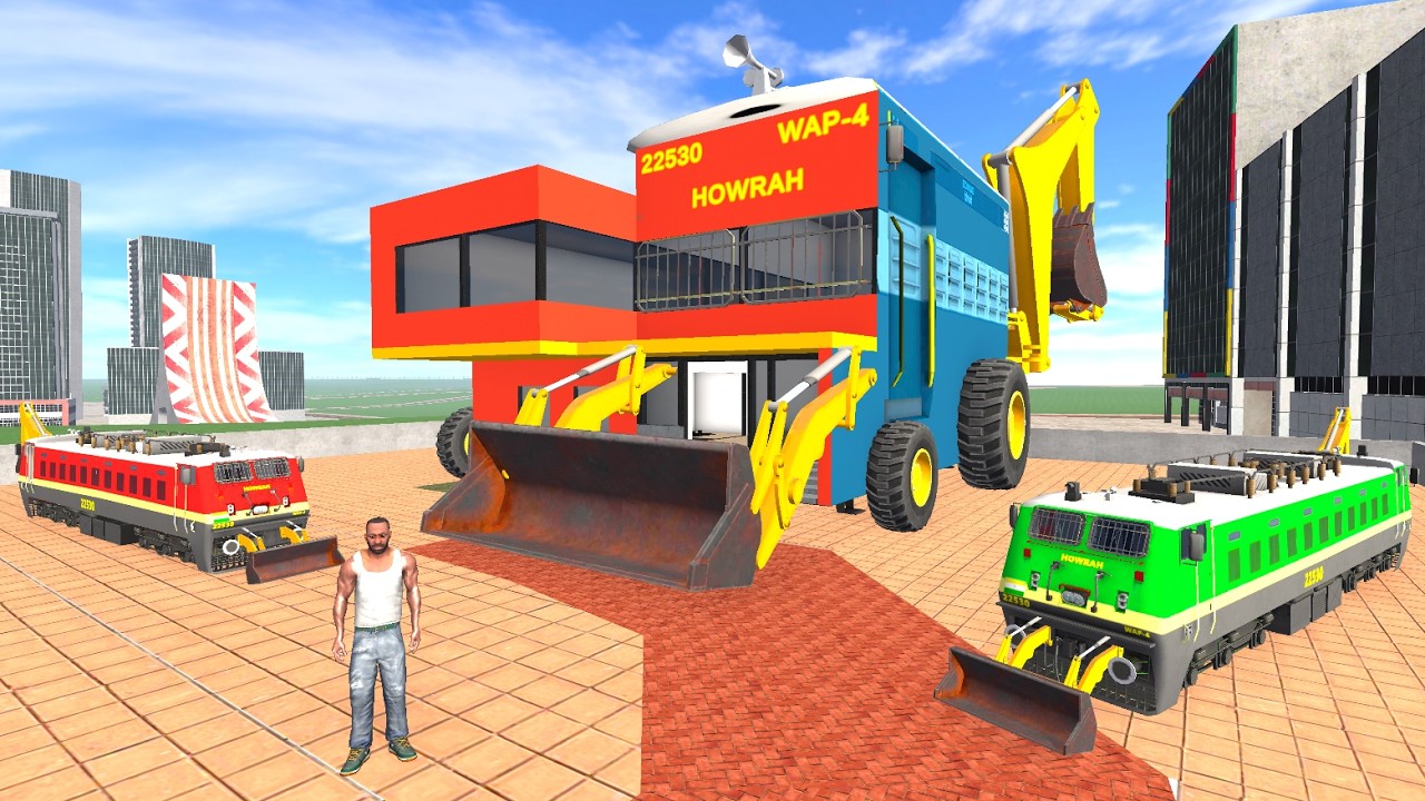 Franklin Change House to JCB Train in Indian Bike Driving 3D