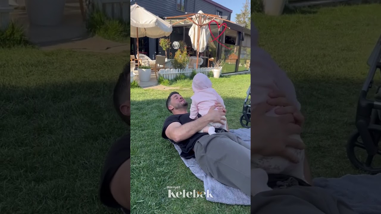 Berk Oktay ve Kızı Mira'nın Çimlerde Oynarkenki Tatlı Anları 🌟