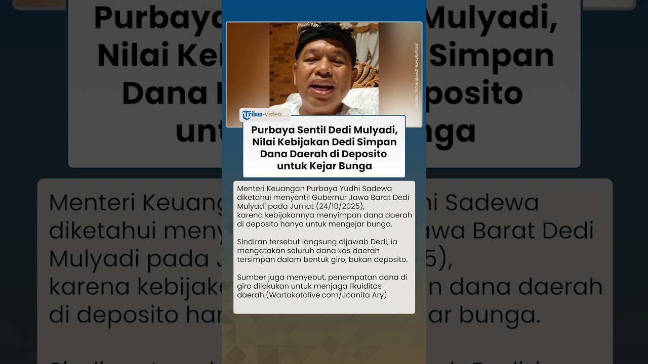 Purbaya Sentil Dedi Mulyadi soal Penyimpanan Dana Daerah di Deposito 💰