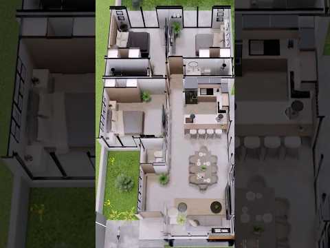 PLANO DE CASA 1 PISO CON 3 HABITACIONES #arquitectura #architecture #diseño #casa