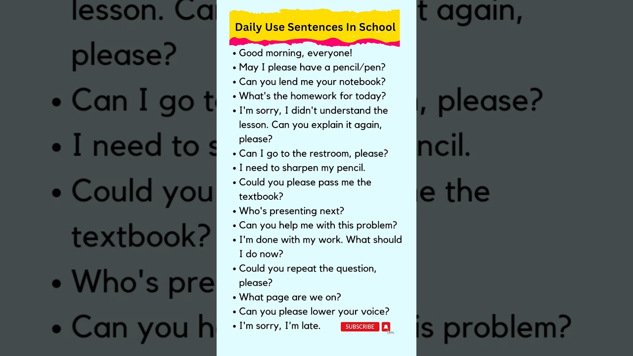 Daily Use Sentences In School | English Speaking Practice #englishspeaking #shorts