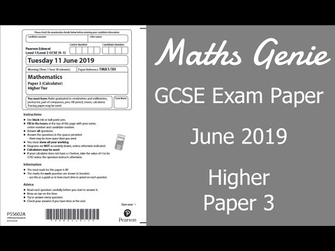 Edexcel GCSE Maths June 2019 3H Exam Paper Walkthrough