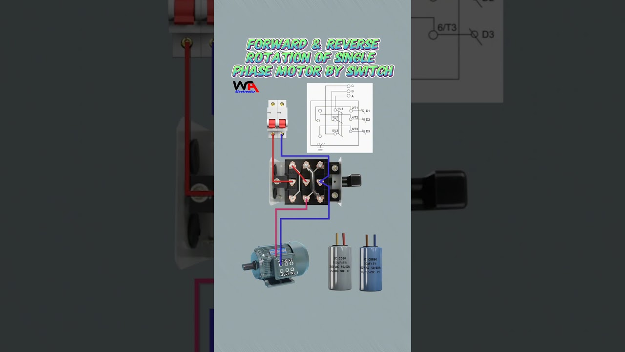 Single Phase Motor Forward & Reverse Rotation with Selector Switch