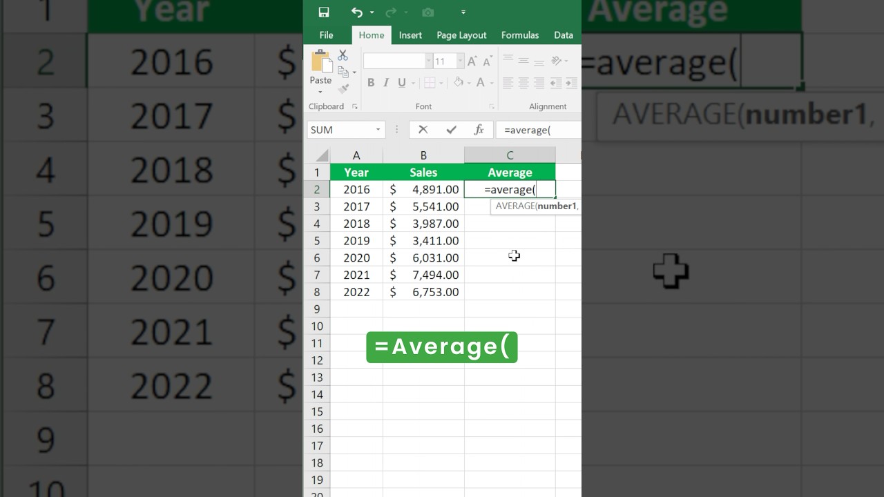 Master Excel's AVERAGE Function in 1 Minute 📊 | Easy Formula Guide