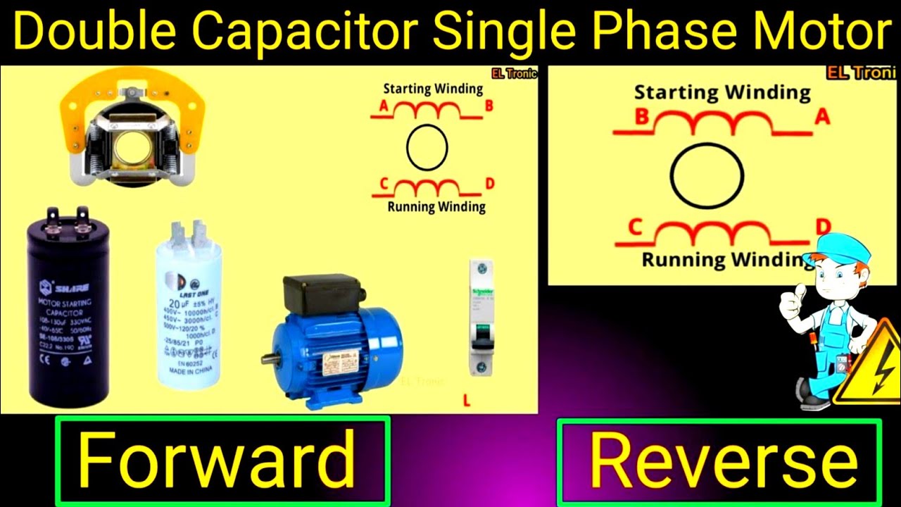 Double Capacitor Single-Phase Motor: Forward & Reverse 🚗