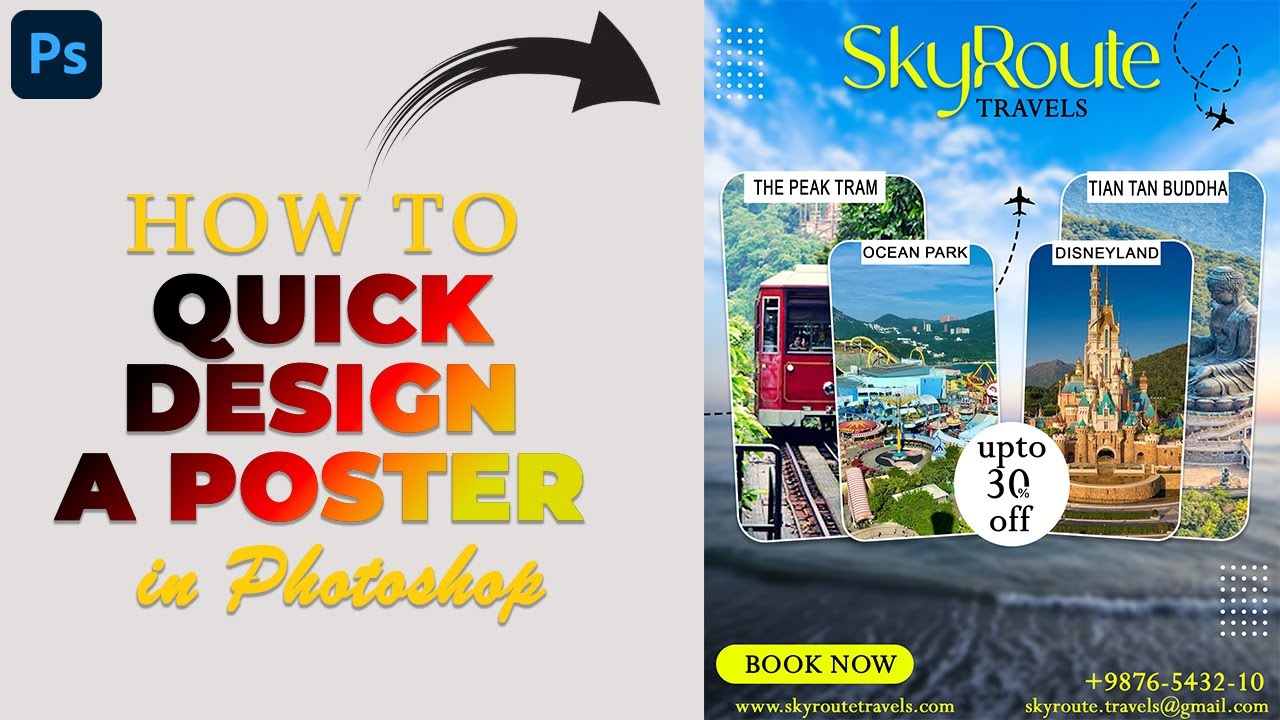 Modern Travel Poster Design in Photoshop ✈️