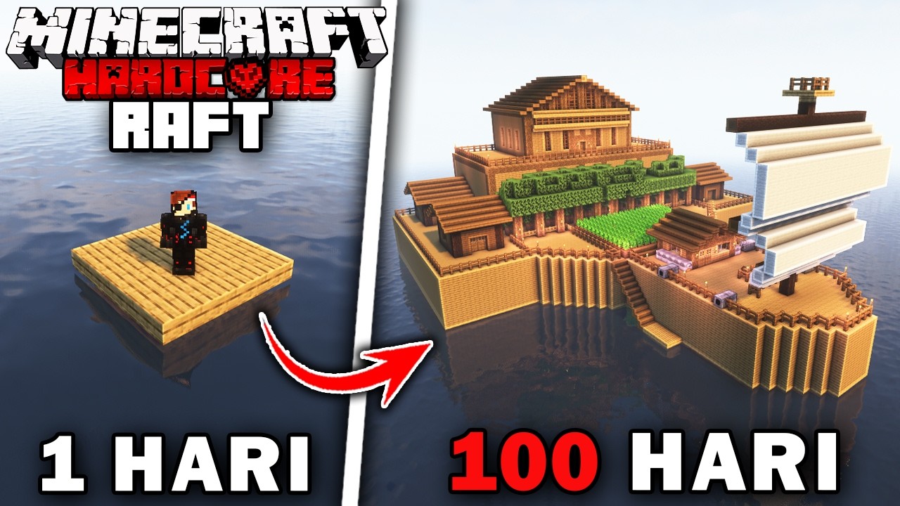 100 Hari Minecraft RAFT Hardcore - SEGITIGA BERMUDA [BISA JALAN]