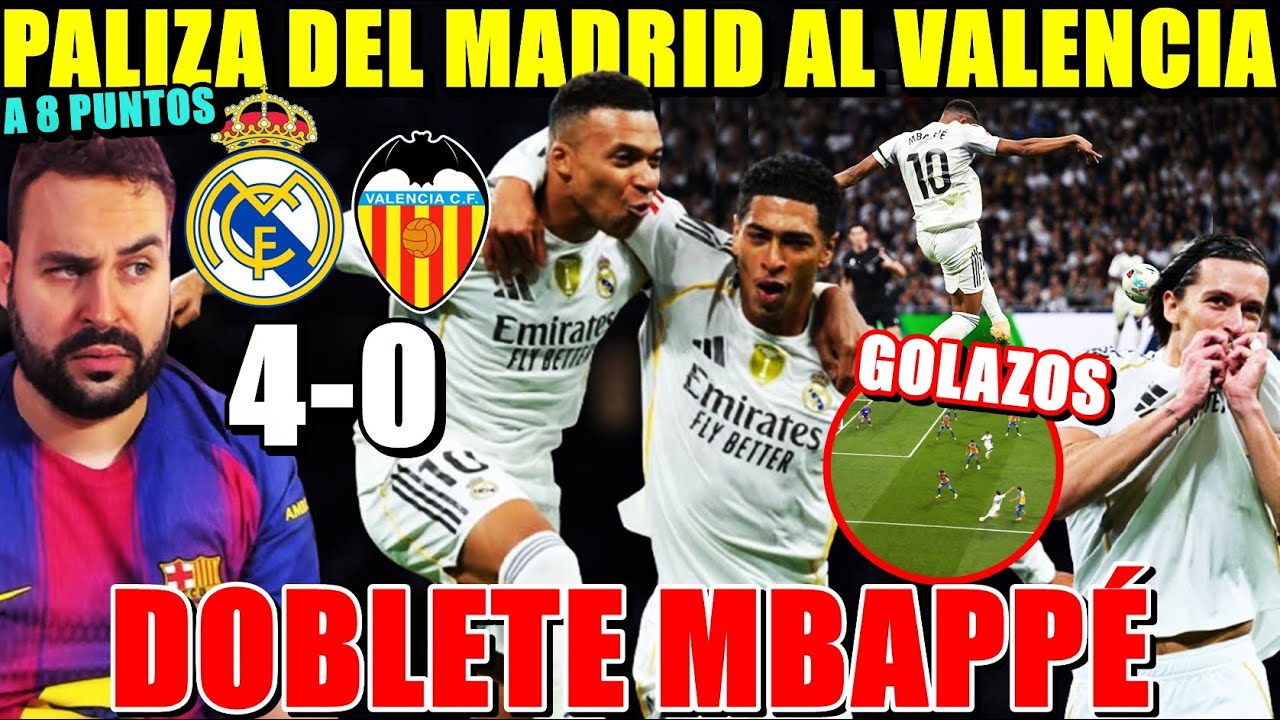 Madrid 4-0 Valencia: Doble de Mbappé y Goles de Carreras y Bellingham en una goleada que los acerca a la cima