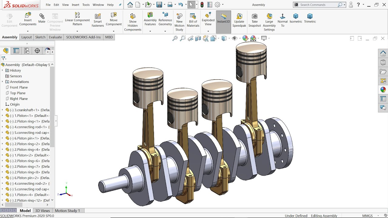 Four Cylinder engine in Solidworks