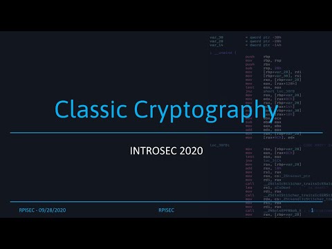 F2020 - Classic Cryptography