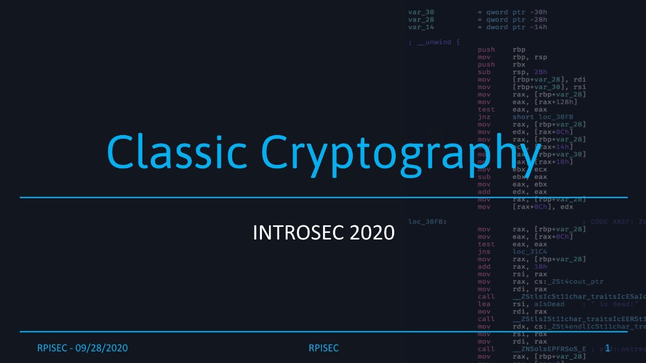 F2020 - Classic Cryptography: Secrets Unveiled 🔐