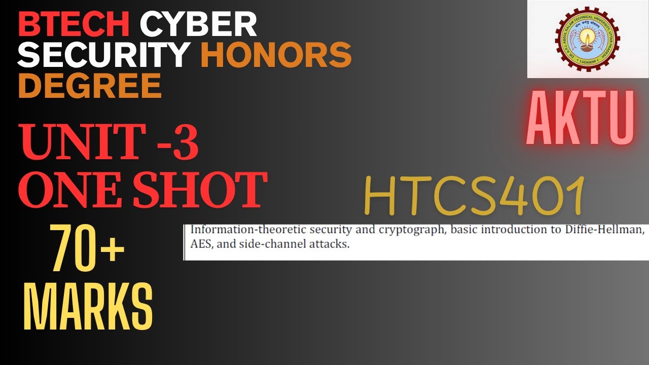 Cyber Security Unit 3 One-Shot: Info-Theoretic Security, AES & Diffie-Hellman 🔐