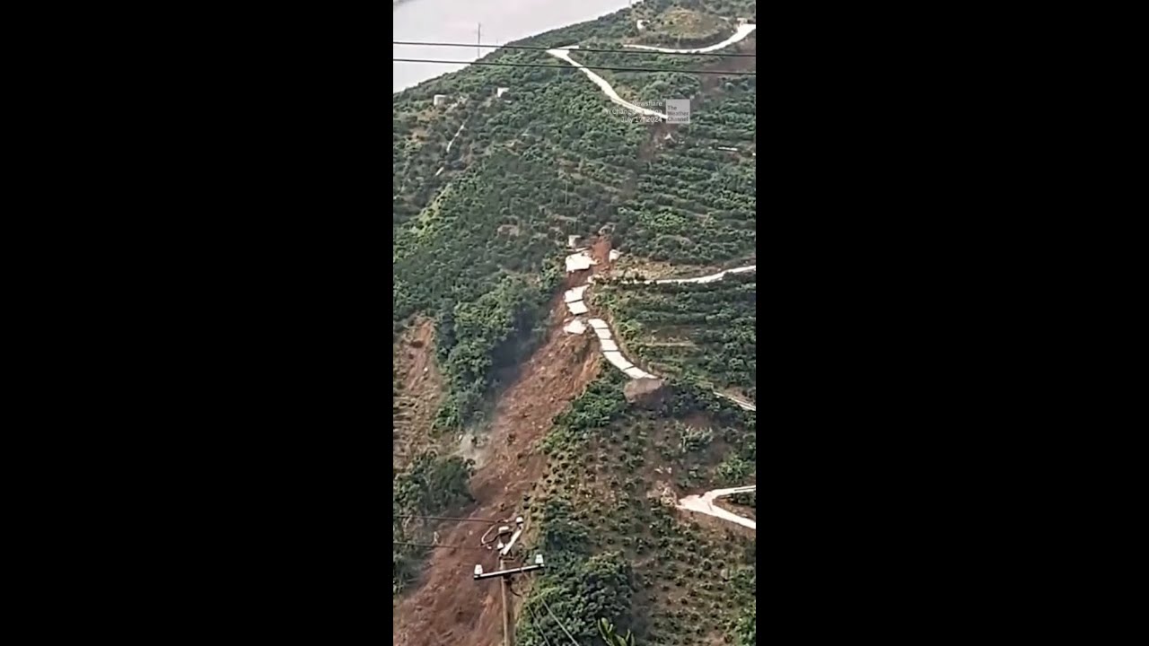 Heavy Rainfall Causes Devastating Landslide Destroying Roads and Orchards