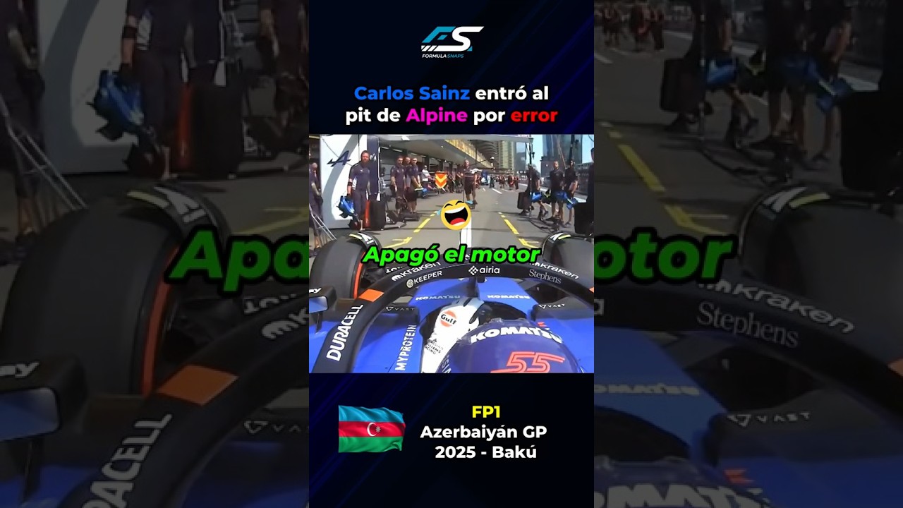 Carlos Sainz accidentalmente entra al box de Alpine en Bakú 🏎️