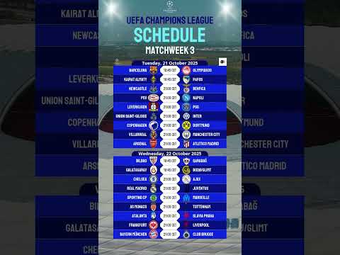 UEFA Champions League 2025/26 | Matchweek 3 Fixtures #ucl #uefachampionsleague #championsleague