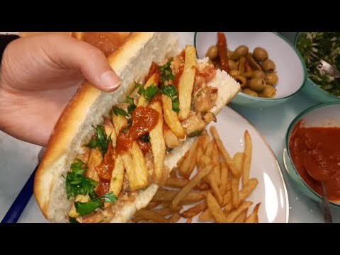 المطبخ التونسي: كسكروت كفتاجي تونسي بخبز الدار  التونسي القطني|أكلة سريعة