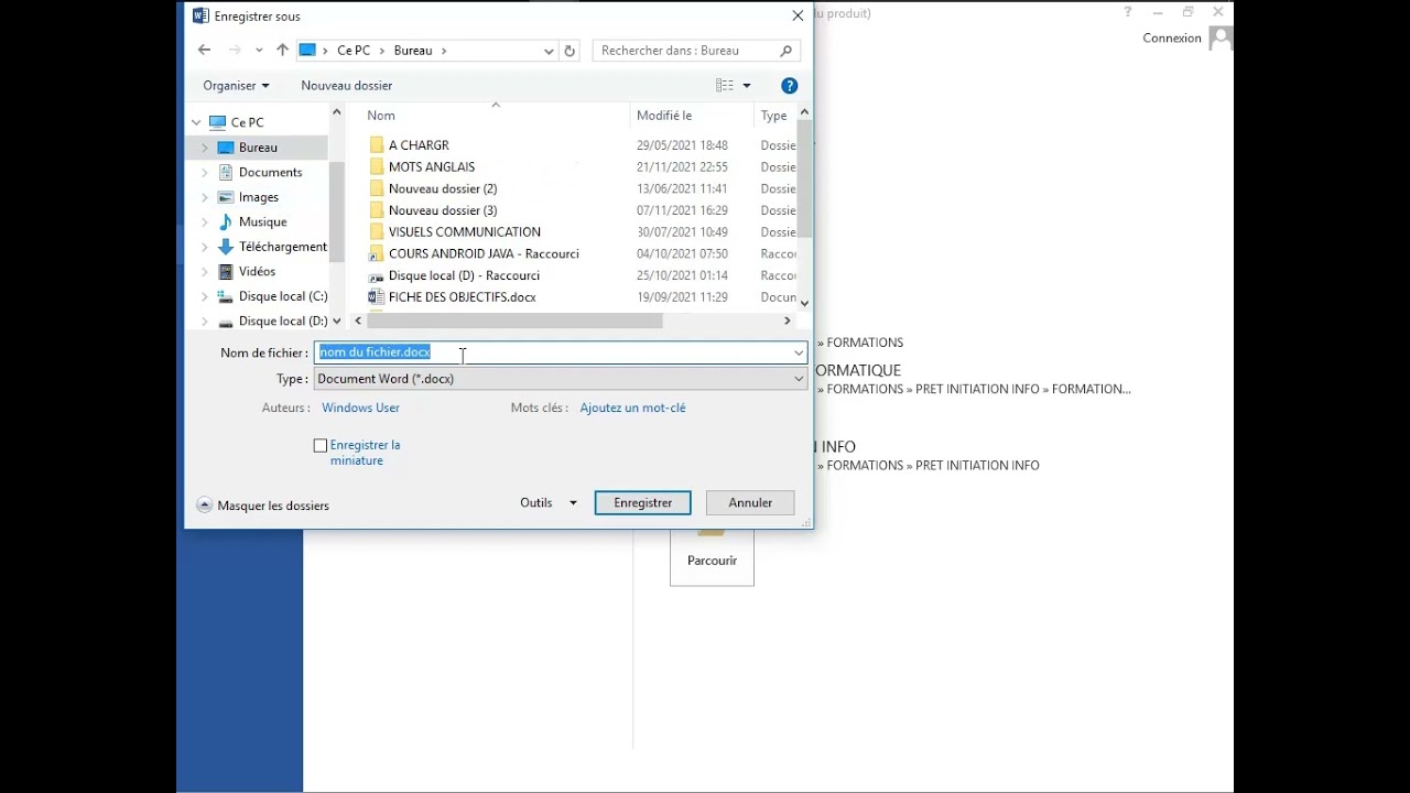 Enregistrer un fichier Word sur le bureau 🖥️