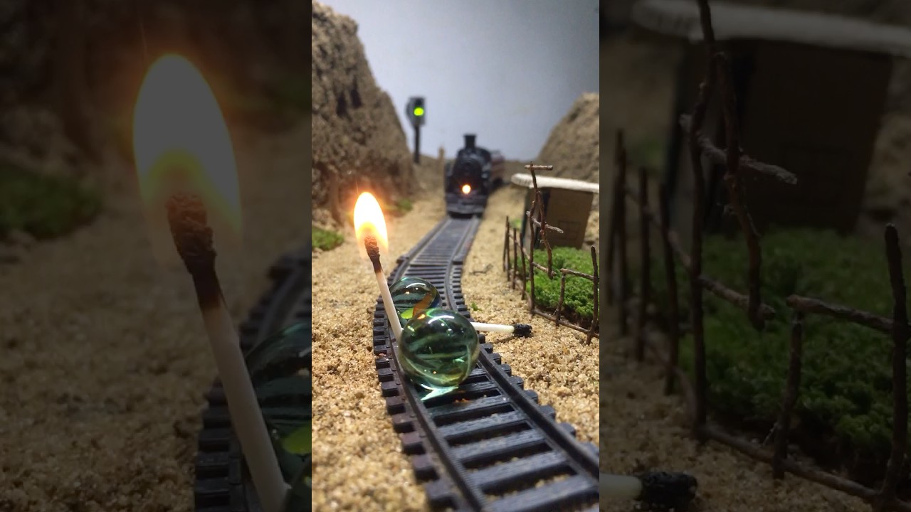 Train Hits Glass Ball & Fire Sticks! 😱