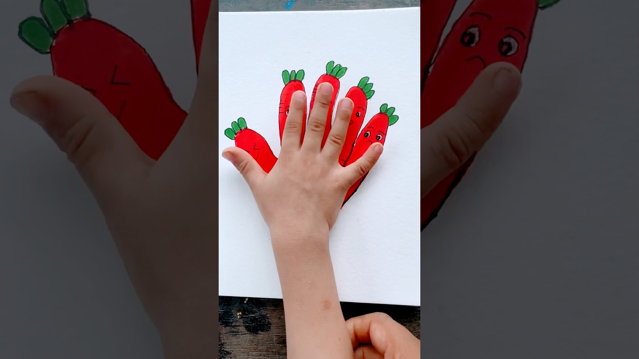 Hand Art Carrot for Kids 🥕 #shorts