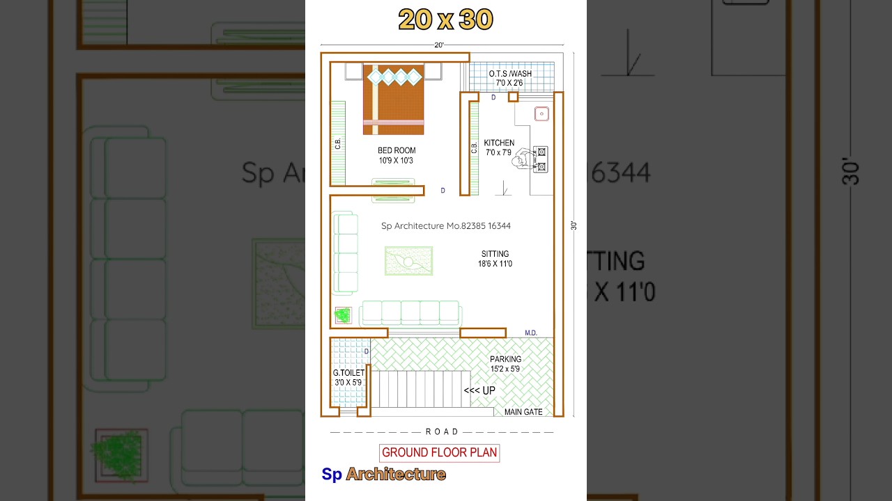 20x30 1BHK House Plan & Decor Ideas ๐ก