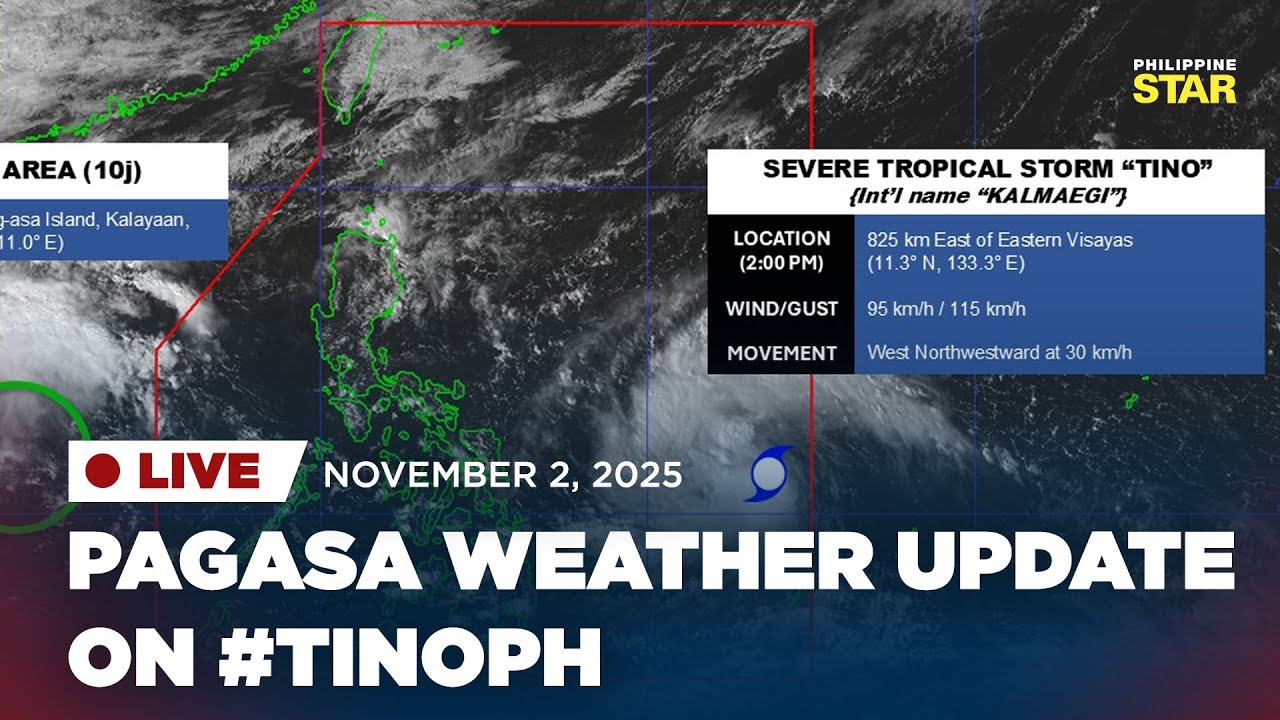 LIVE Weather Update: PAGASA Reports on Tropical Storm #TinoPH 🌪️ (Nov 2, 2025)