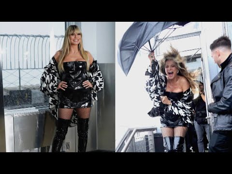 Heidi Klum Battles Umbrella