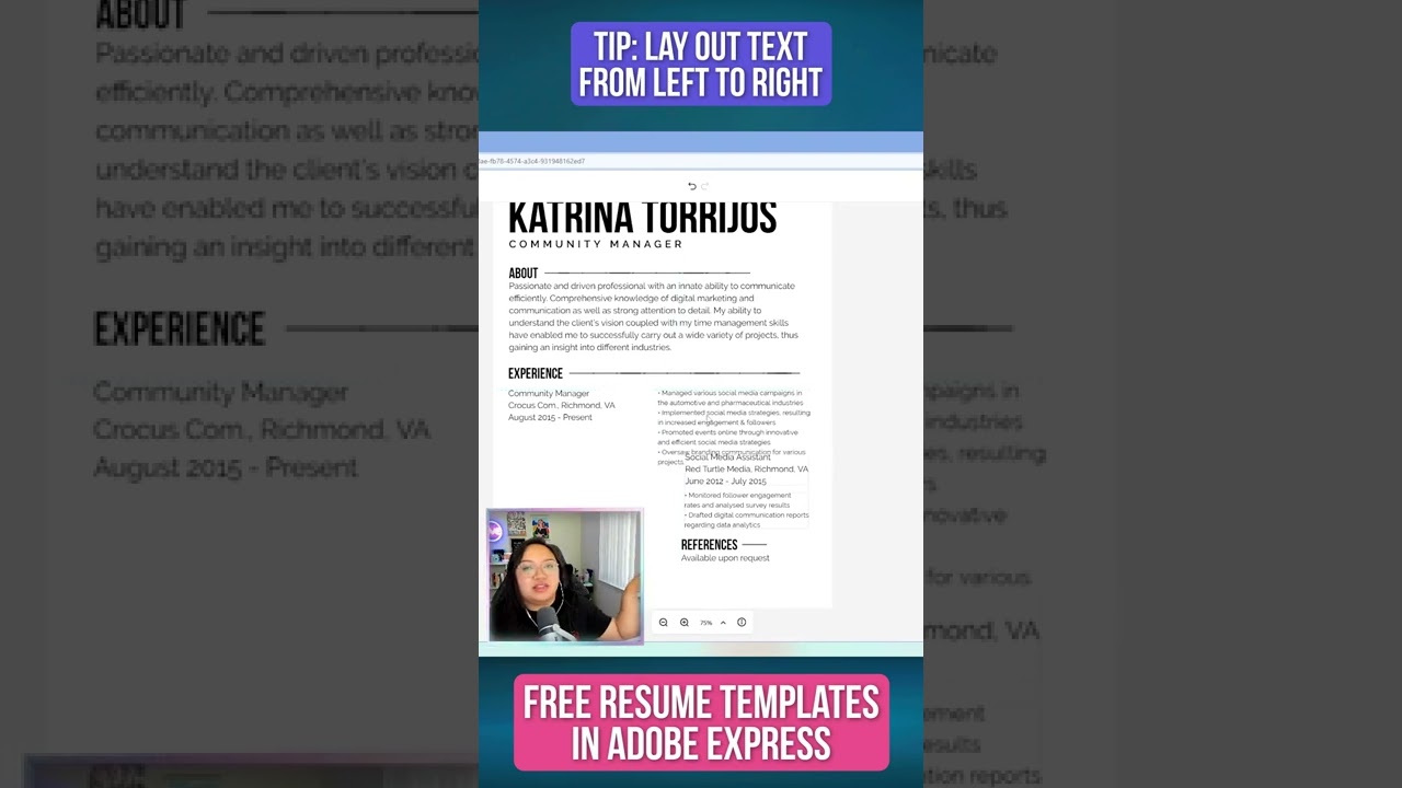 Free Resume Templates on Adobe Express ✨