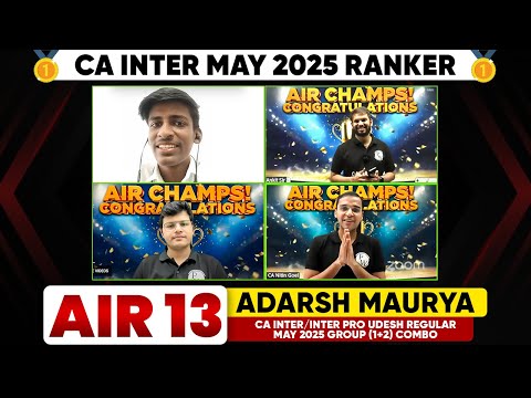 ICAI CA Inter Result May 2025 Ranker🥳- Adarsh Maurya AIR 13 | ICAI Results LIVE | ICAI.NIC.IN |