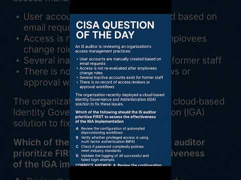 CISA Question of the Day π | Domain 5 | Identity Governance Explained in 60 Seconds!