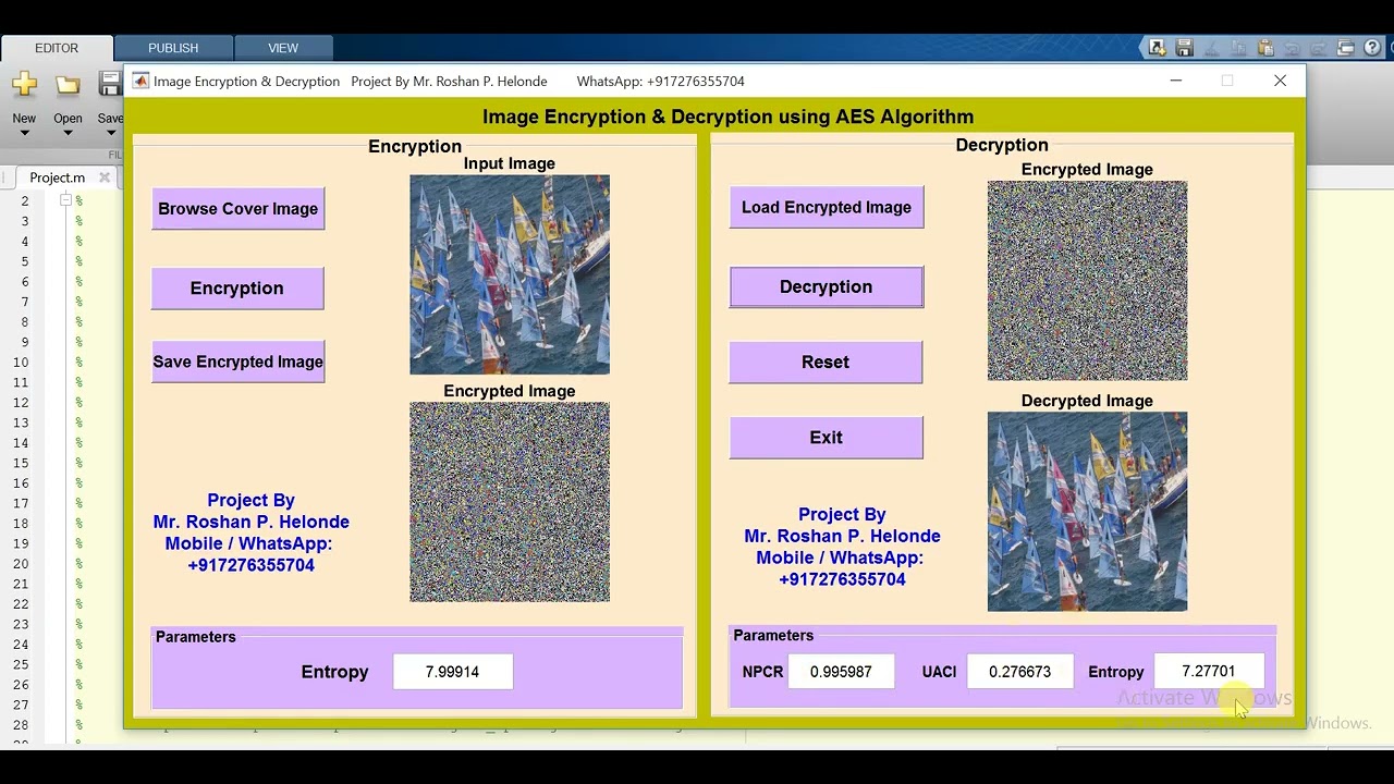 AES Image Encryption and Decryption Using MATLAB
