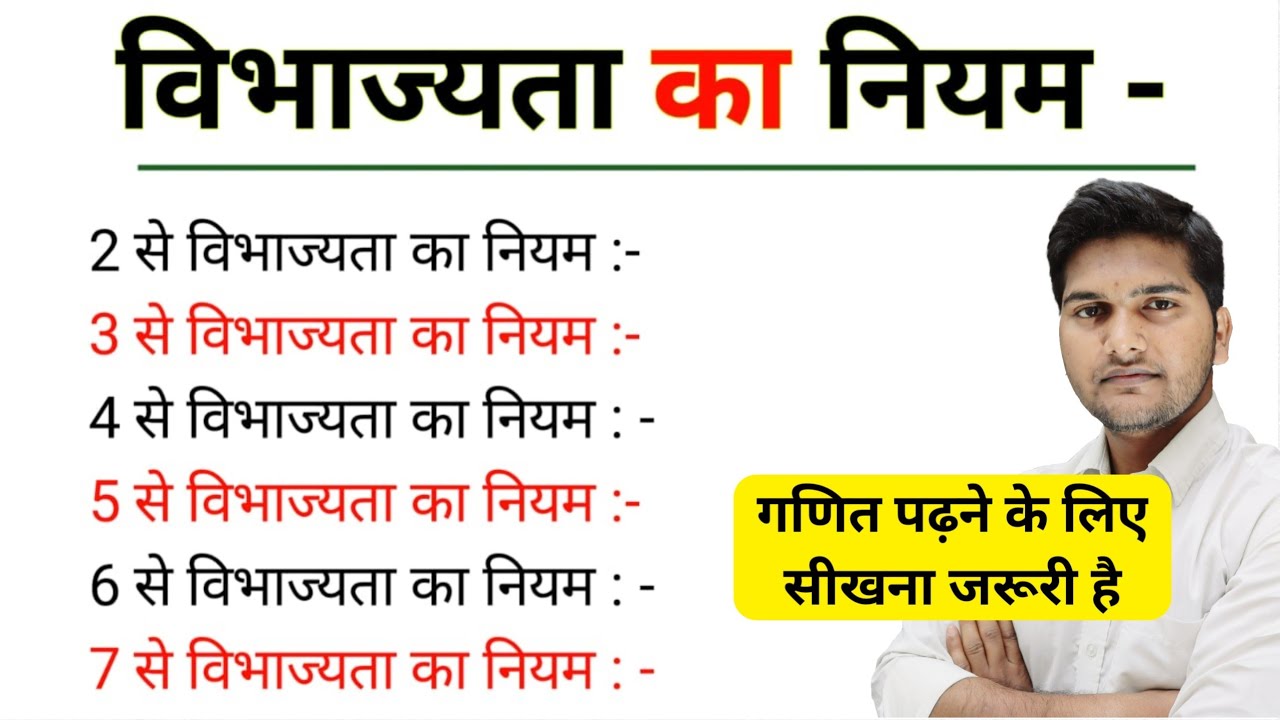 विभाज्यता का नियम | Divisibility Rule in Hindi ✖️