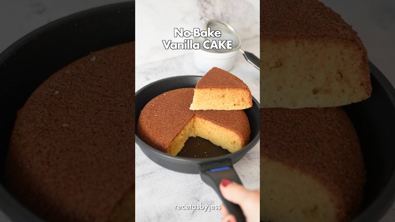 No-Bake Vanilla Cake in a Pan 🍰