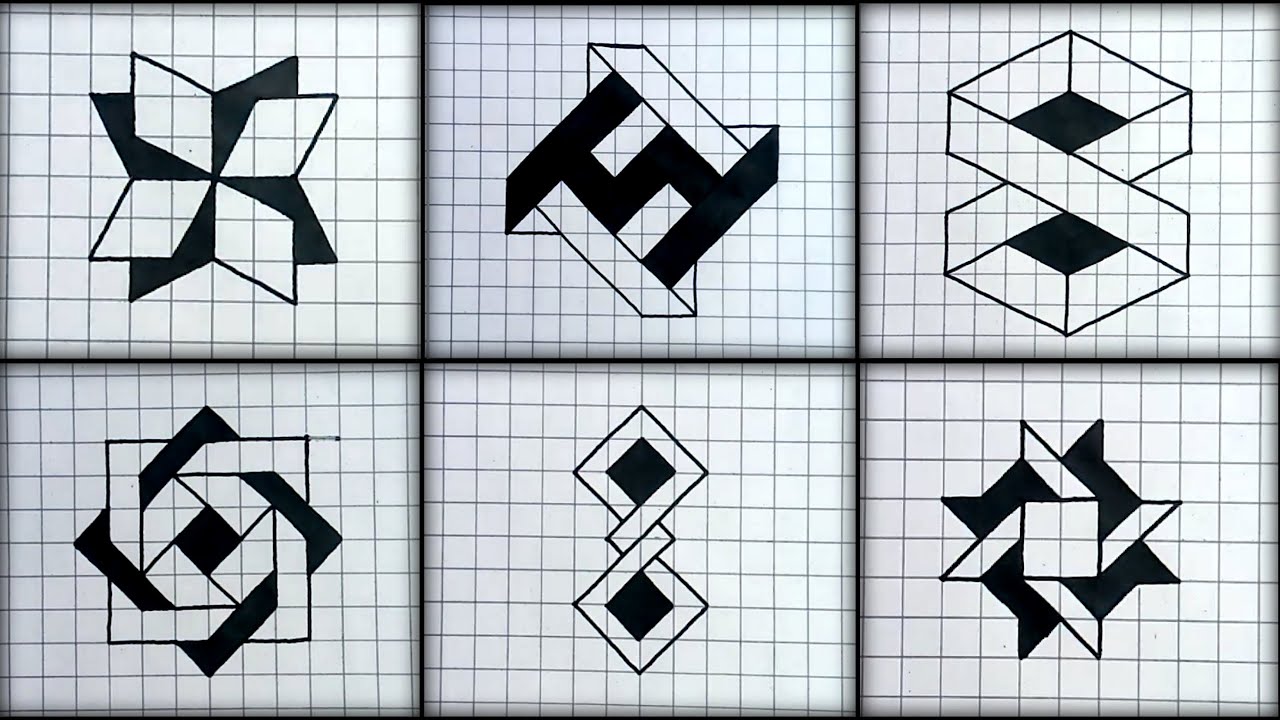 3D & Optical Illusion Art on Graph Paper ๐จ