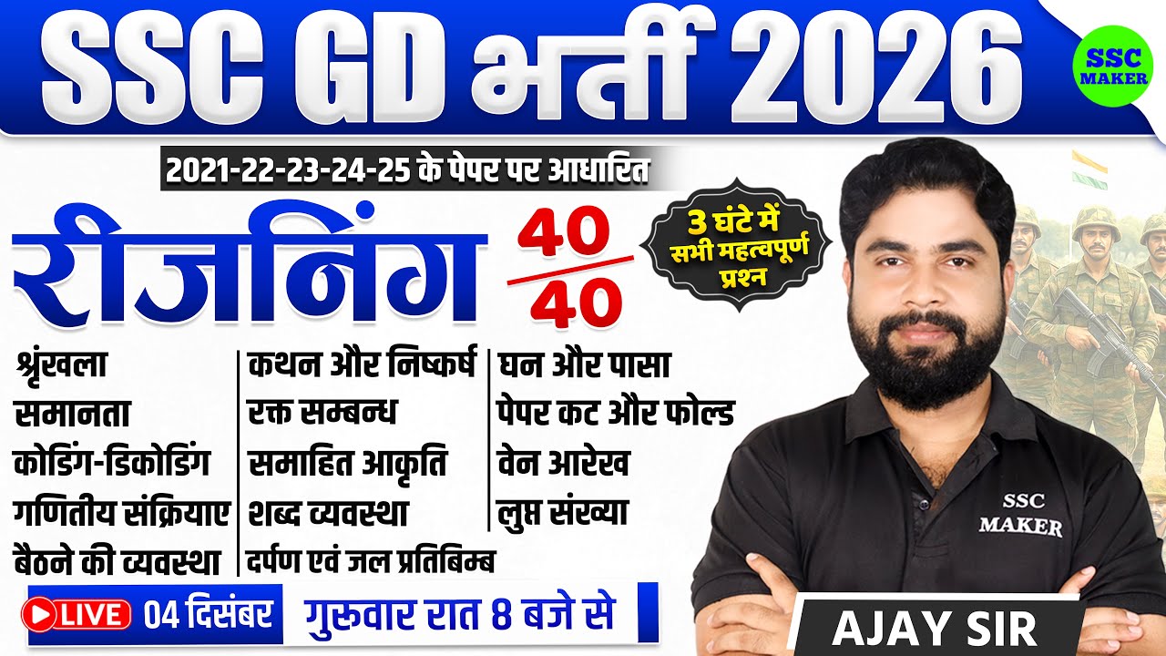 SSC GD Reasoning Marathon Class 2022-25 | Previous Year Questions