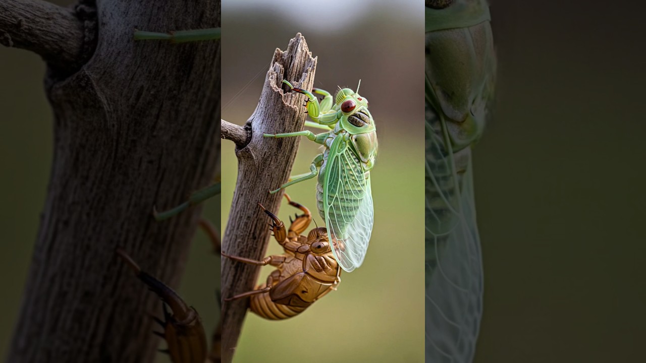 Cicada Molting Close-Up 🦗
