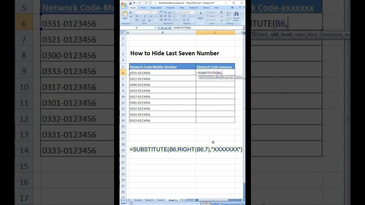 Excel Substitute Number Shortcut 🔢