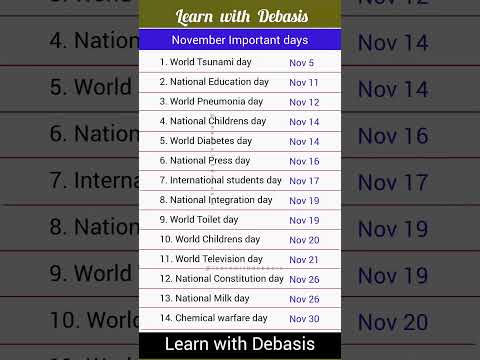 November Important days #november #gk #gs