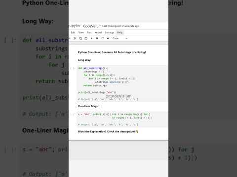Python One-Liner: Generate All Substrings of a String! 🔤✨ #PythonTips #CodingShorts