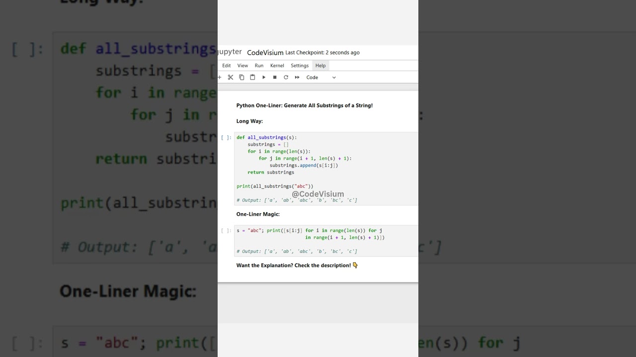 Python One-Liner: Generate All Substrings of a String in Just One Line! 🔤