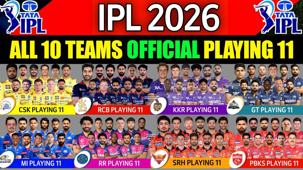 IPL 2026 - All 10 Teams Playing 11 | All Teams Playing XI IPL 2026 | All Teams Playing 11 IPL 2026 |