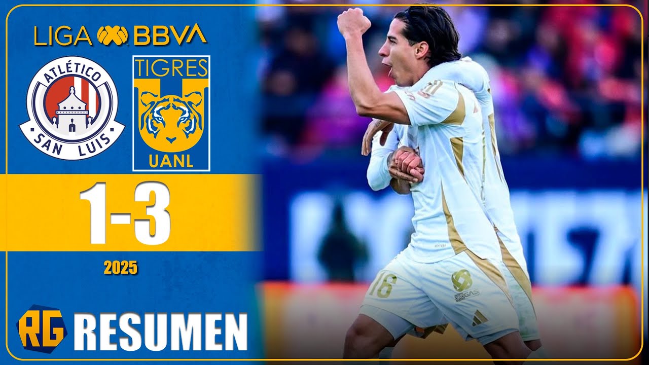 Resumen del Partido Atlético de San Luis vs Tigres UANL 1-3 | Liga MX Clausura 2025 ⚽
