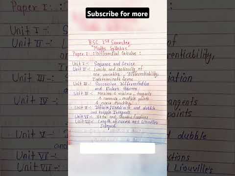 Bsc 1st semester math syllabus | bsc 1st year 1st semester maths syllabus | #bscmaths #mathematics